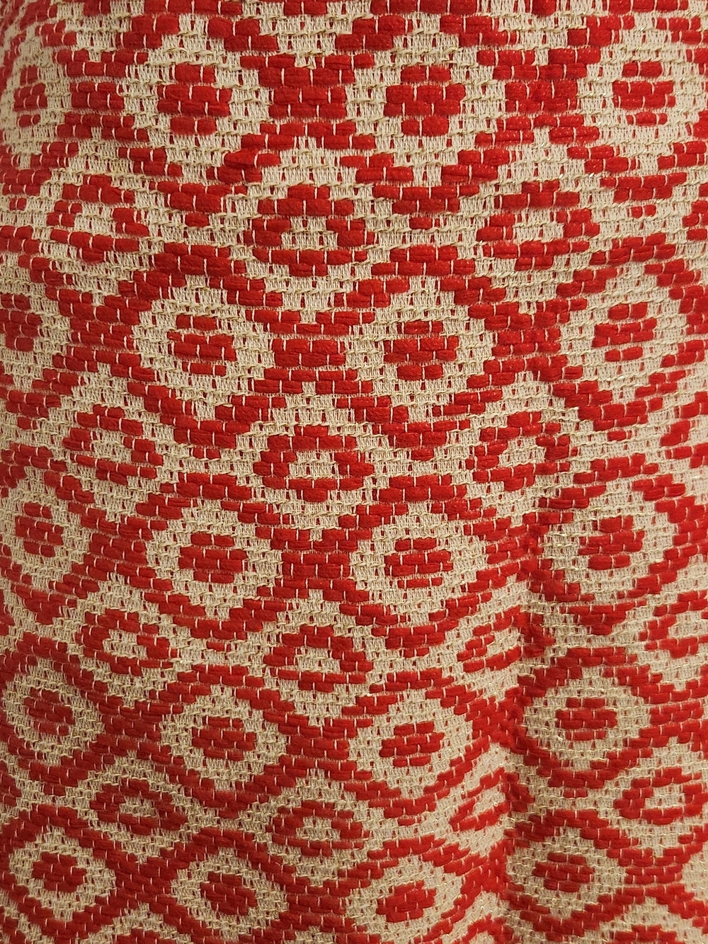 LOFT Red and Cream Geometric Knit Mini Skirt - Picture 2 of 5